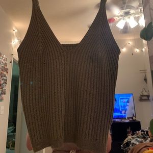 Green knit crop top
